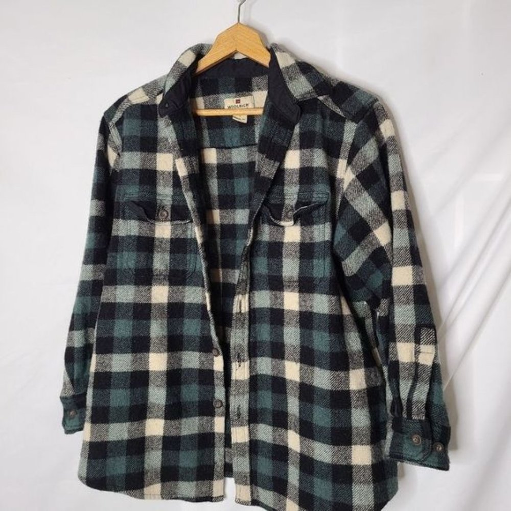 Woolrich Buffalo Plaid Wool Blend Shirt Jacket Overshirt sz L